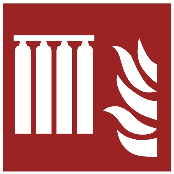 Brandschutzzeichen Fest eingebaute Feuerlöschmittel-Batterie