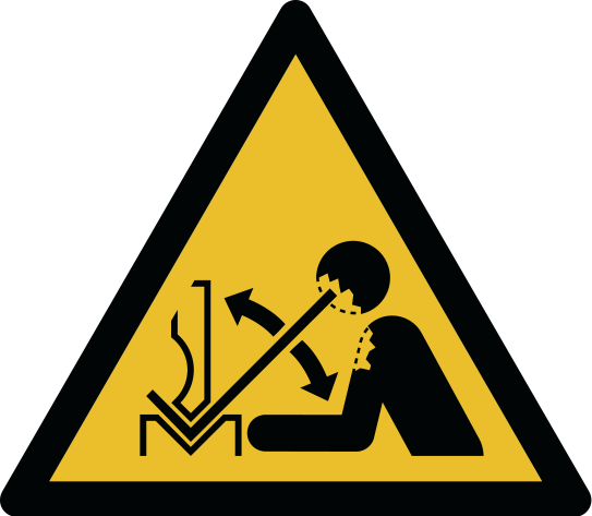 Warnung vor hochschnellendem Werkstück in einer Presse