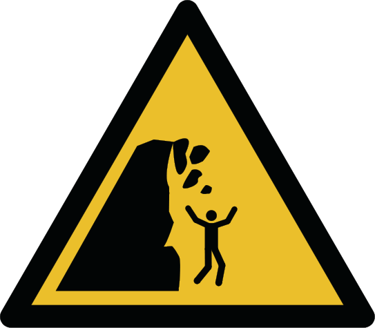 Warnung vor Steinschlag von instabiler Klippe